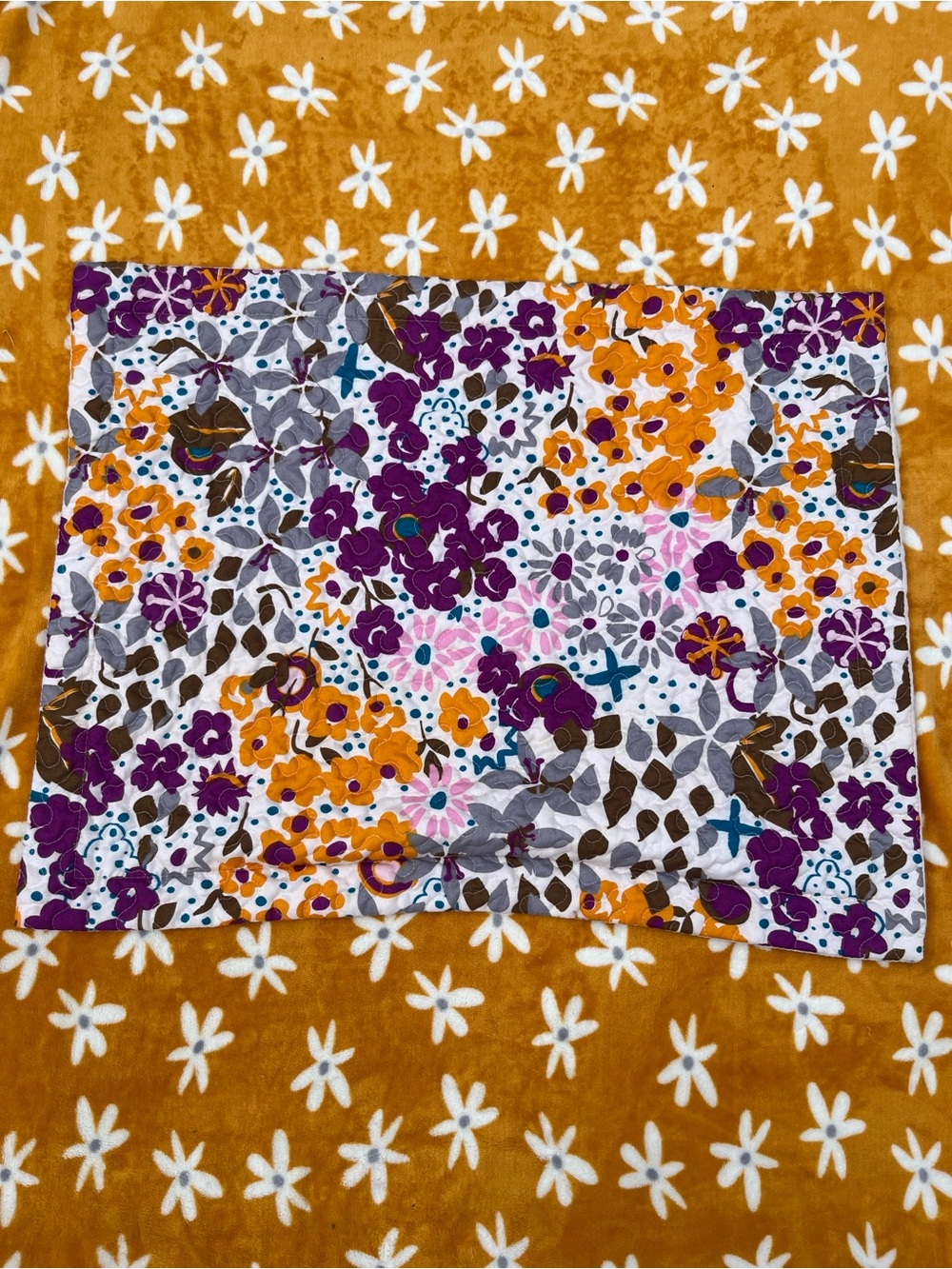 Colorful Quilted Floral Standard Sham Pillowcase